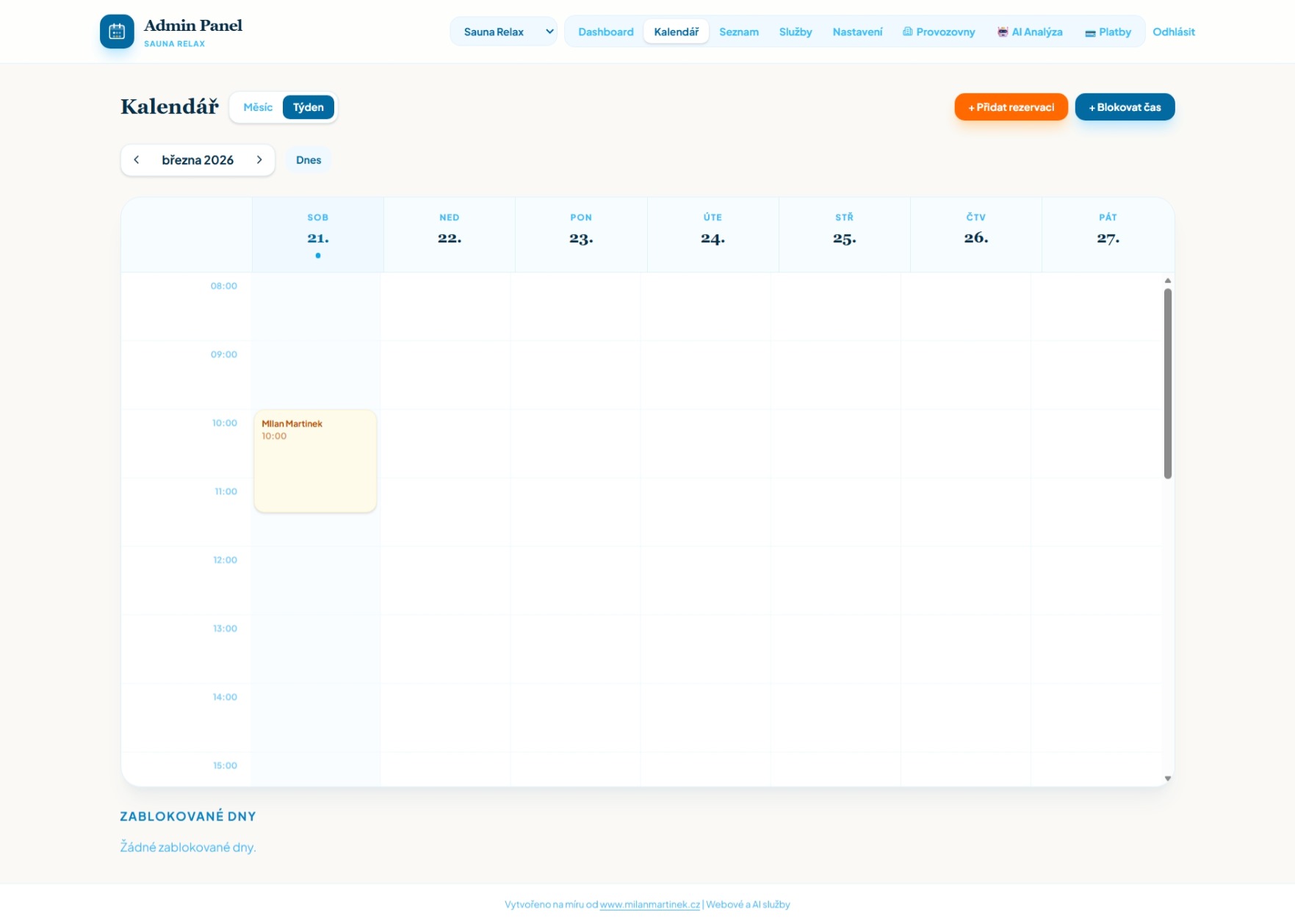 Přehled plateb a tržeb