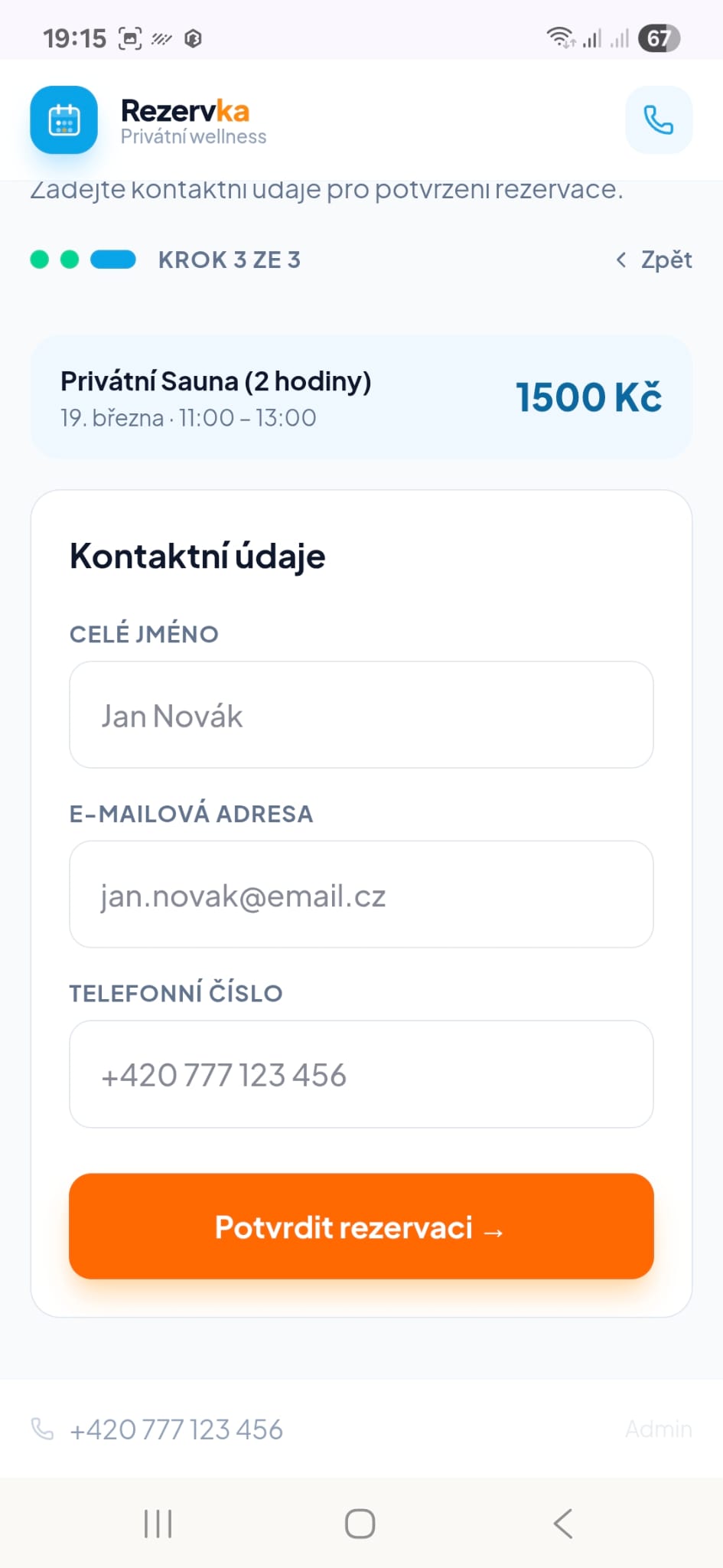 Potvrzení rezervace